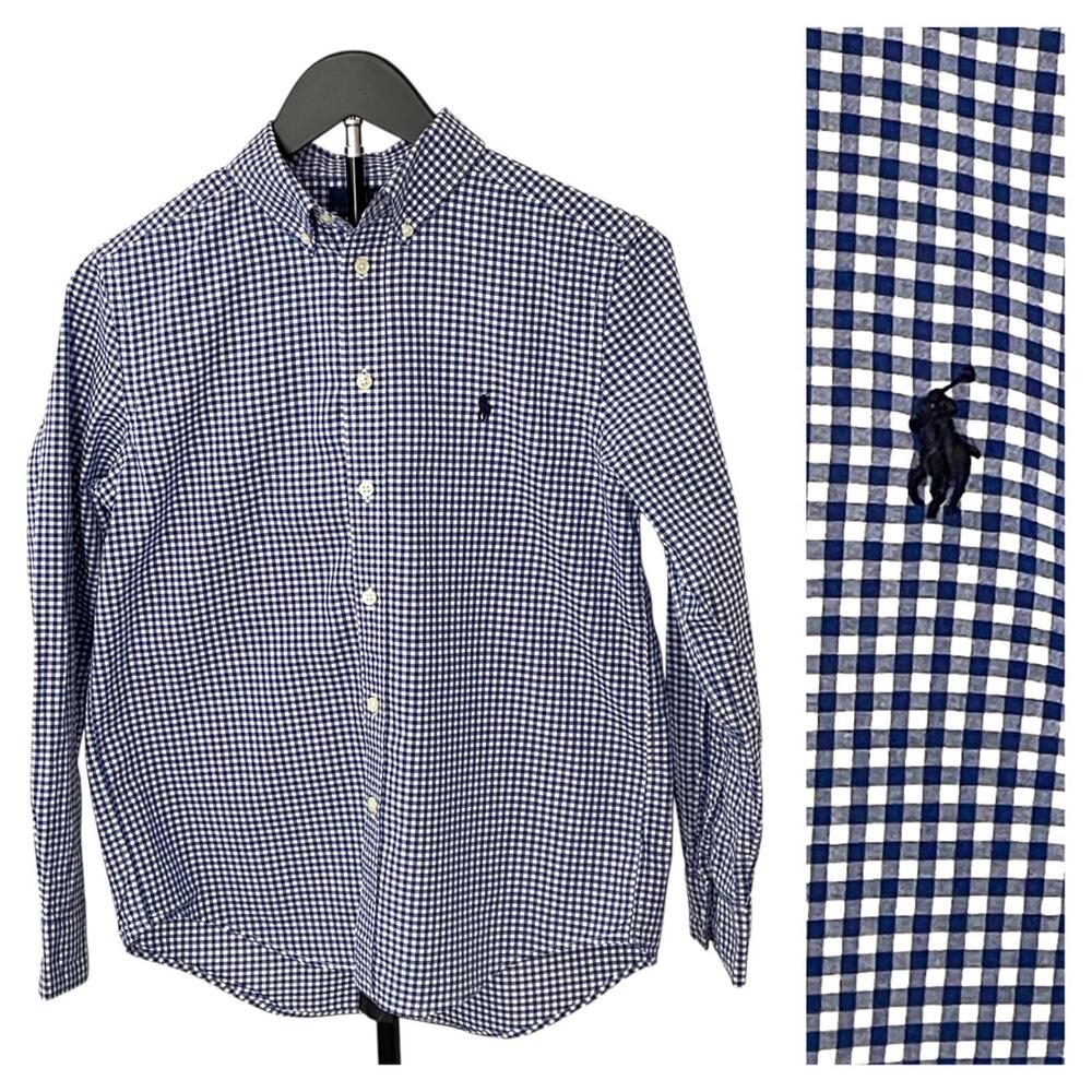 Polo Ralph Lauren Button Down Shirt Blue LS Boys L 14-16